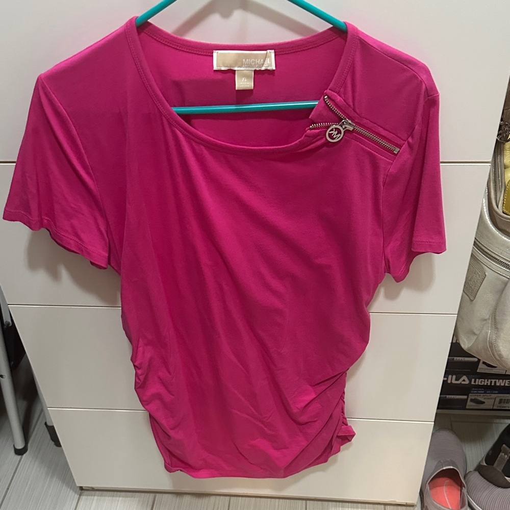 Michael Kors Pink Blouse with Zipper Detail